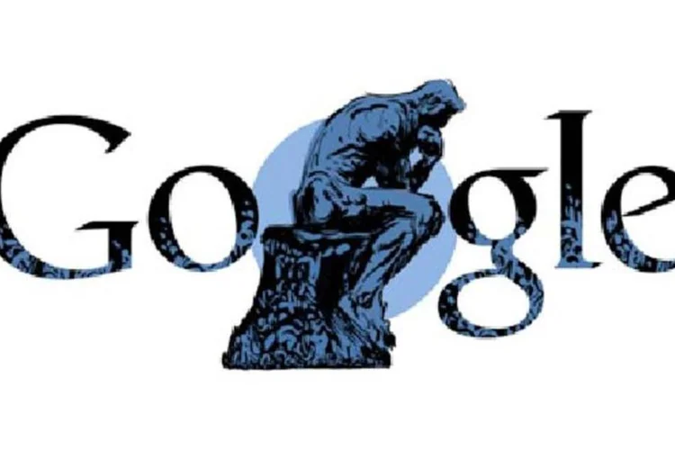O Doodle desta segunda-feira traz a silhueta de O Pensador, uma das esculturas mais conhecidas de todos os tempos (Reprodução)