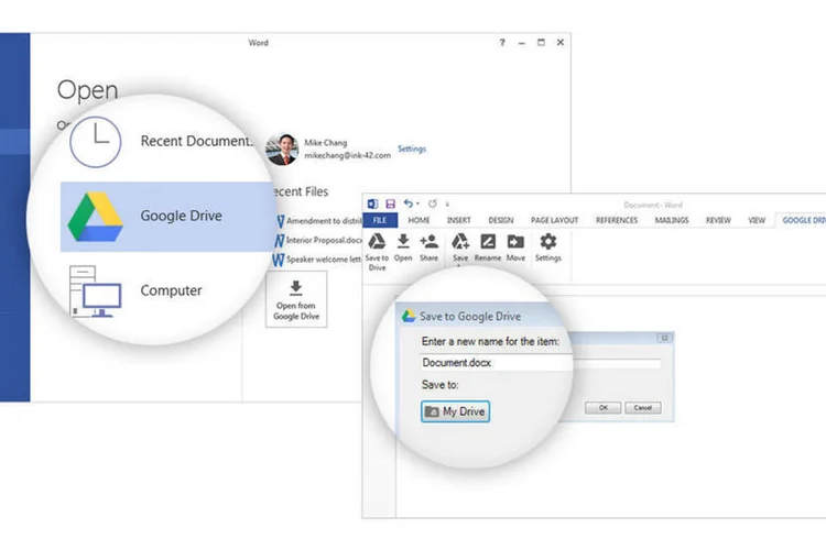 
	Arquivos editados nos programas do Office no Windows podem ser salvos e sincronizados diretamente com o perfil do usu&aacute;rio na plataforma
 (Reprodução/Google)