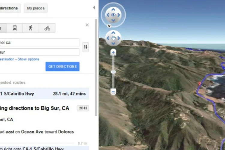 Exemplo de busca com a visão de helicóptero, nova função do Google Maps (Divulgação)