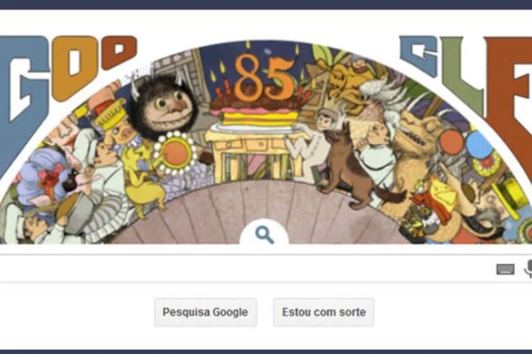 
	Maurice Sendak, autor e ilustrador do livro de 1963 &quot;Where The Wild Things Are&quot;, &eacute; homenageado pelo Google em Doodle interativo
 (Reprodução/Exame.com)
