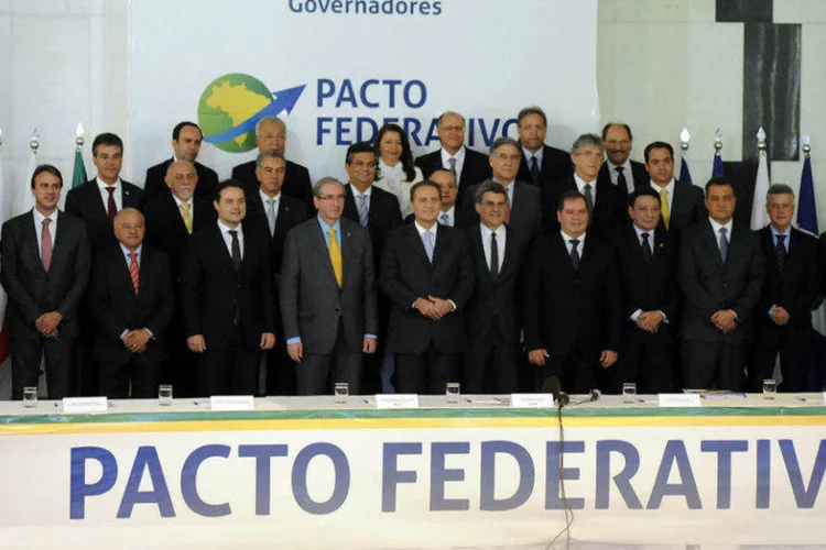
	Renan Calheiros e Eduardo Cunha ouviram queixas, reclama&ccedil;&otilde;es e sugest&otilde;es dos governadores
 (Marcelo Camargo/Agência Brasil)