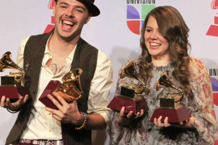 
	Os mexicanos Jesse &amp; Joy foram os grandes vencedores do 13 &ordm; Grammy Latino, em Las Vegas
 (REUTERS/Steve Marcus)