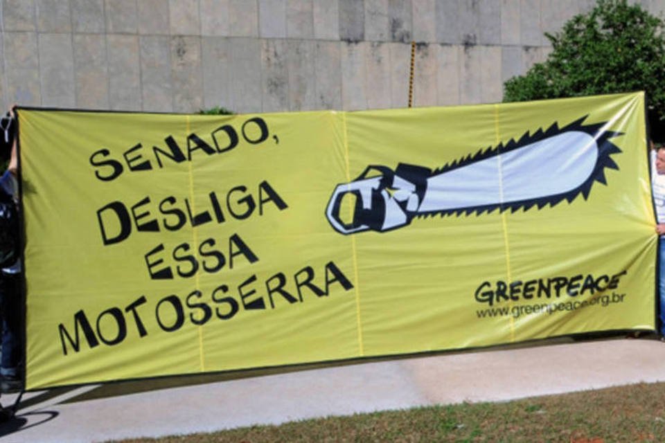 Greenpeace faz manifestação contra aprovação do Código Florestal