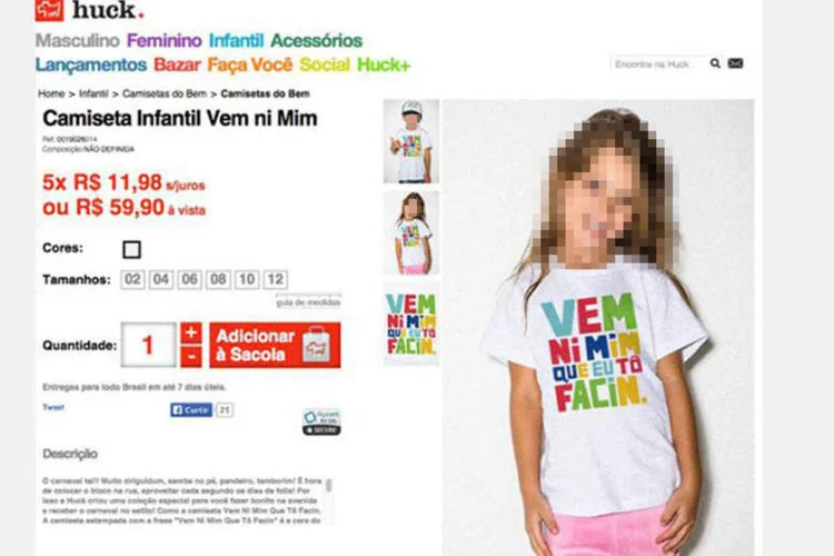 Estampa de linha infantil da grife UseHuck causa polêmica (Reprodução)