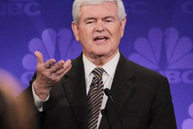 Gingrich, ex-congressista da Geórgia e um dos intelectuais do partido, está na liderança entre os aspirantes republicanos à presidência, com o apoio de 26%, contra 22% de Romney
 (Scott Olson/AFP)