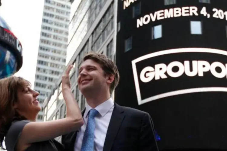 CEO Andrew Mason no dia do IPO do Groupon, em Nova York (Brendan McDermid/Reuters)