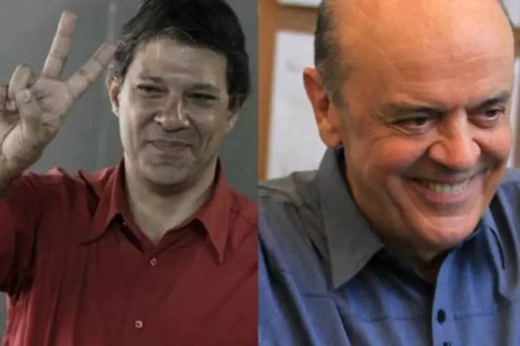 
	Fernando Haddad enfrenta Jos&eacute; Serra no segundo turno das elei&ccedil;&otilde;es de S&atilde;o Paulo: a pesquisa Ibope ouviu 1.204 entrevistados entre a quinta-feira e este s&aacute;bado
 (Nacho Doce/Paulo Whitaker/Reuters/Montagem de EXAME.com)