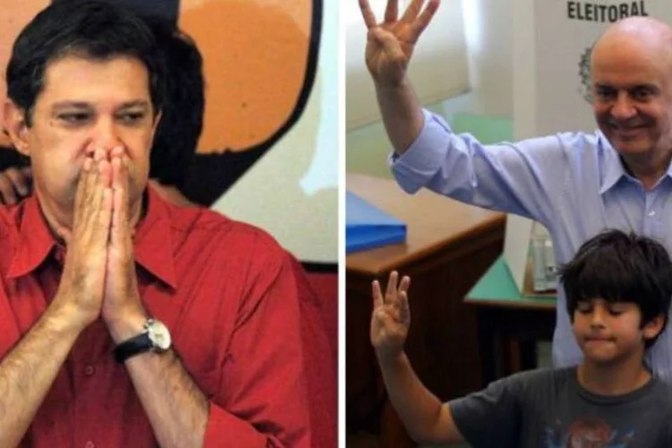 
	O petista Fernando Haddad venceu o tucano Jos&eacute; Serra na disputa pelo cargo de prefeito de S&atilde;o Paulo
 (Paulo Whitaker/Nacho Doce/Reuters/Montagem de Pedro Zambarda/EXAME.com)