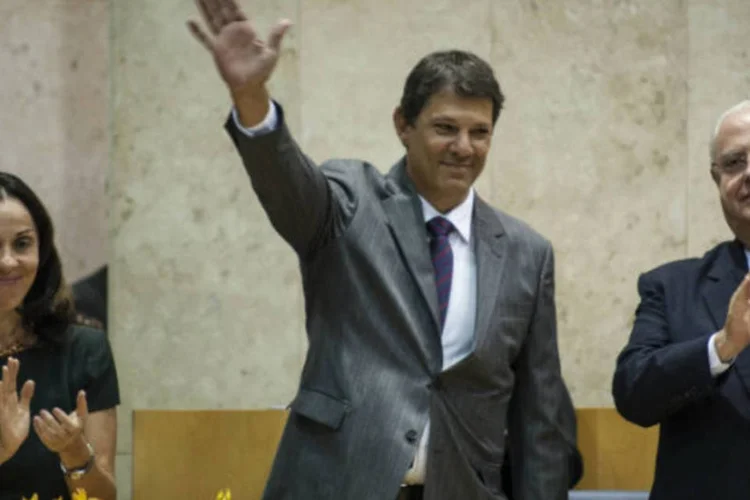 
	O novo prefeito de S&atilde;o Paulo, Fernando Haddad, durante a cerim&ocirc;nia de posse na C&acirc;mara&nbsp;
 (Marcelo Camargo/ABr)
