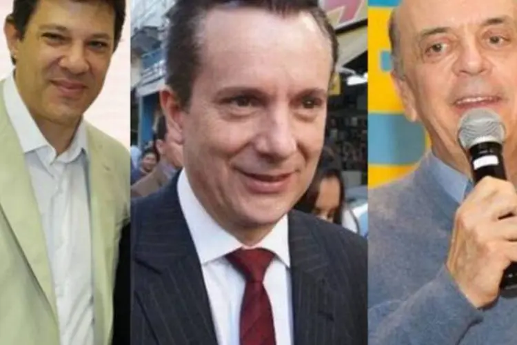 Candidatos à Prefeitura de São Paulo: Fernando Haddad, Celso Russomanno e José Serra (Instituto Lula/Divulgação/Facebook/Montagem EXAME.com)