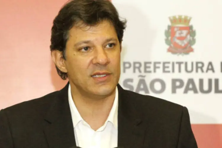 O prefeito de São Paulo, Fernando Haddad (PT), durante entrevista coletiva sobre as tarifas do transporte público em São Paulo (Heloisa Ballarini/Prefeitura de São Paulo)