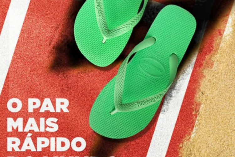 Usain Bolt e Havaianas: a estrela do atletismo recebeu do público a sandália de dedos (Reprodução/Facebook)