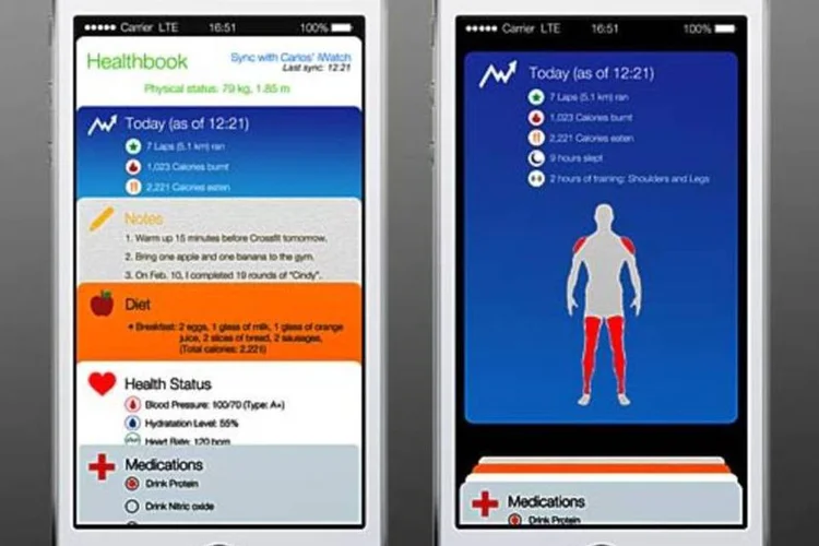 Healthbook: a ilustração do designer Carlos Quijano mostra como poderá ser o app de saúde da Apple (Carlos Quijano - www.behance.net/CarlosQG)