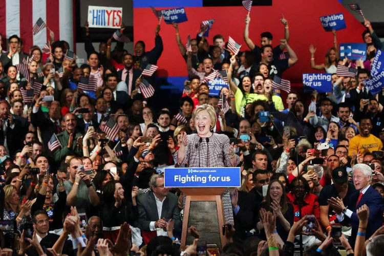 Hillary Clinton: depois de consolidar a liderança nas primárias, Hillary reforça posição rumo à candidatura oficial à presidência pelos democratas (Getty Images)