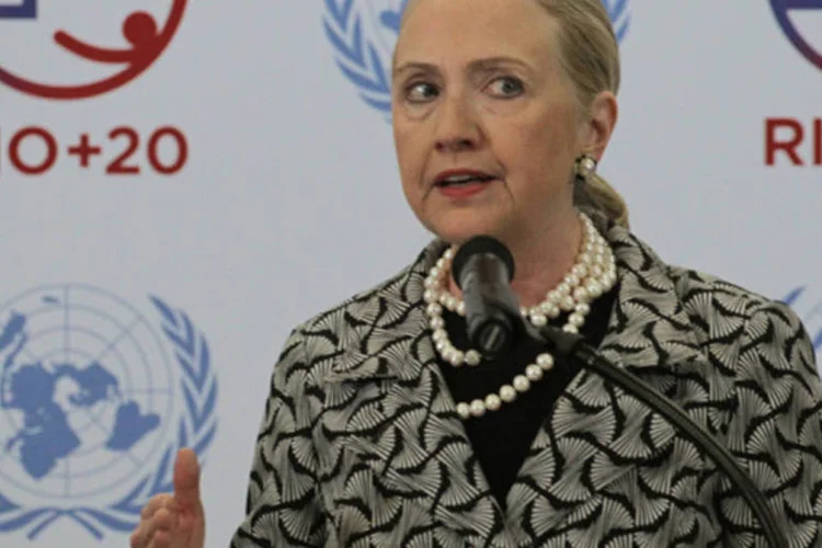 A secretária de Estado norte-americana, Hillary Clinton, participa do lançamento de novo mecanismo de financiamento para a energia limpa EUA-Africa, durante a Rio+20 (Fabio Rodrigues Pozzebom/ABr)