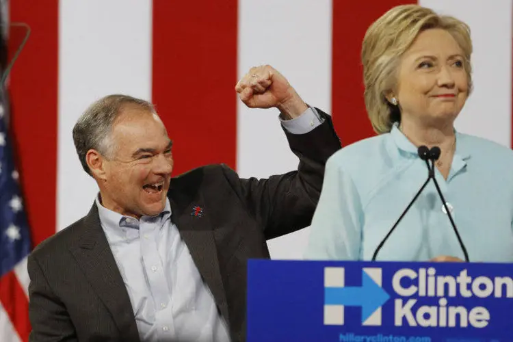 Hillary Clinton e Tim Kaine: Kaine foi designado por Hillary em 22 de julho (Scott Audette/Reuters)
