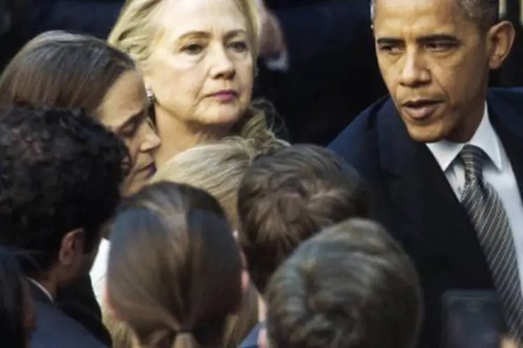 
	O presidente americano Barack Obama e a secret&aacute;ria de Estado Hillary Clinton: &quot;somos a &uacute;nica pot&ecirc;ncia indispens&aacute;vel no mundo&quot;
 (Paul J. Richards)