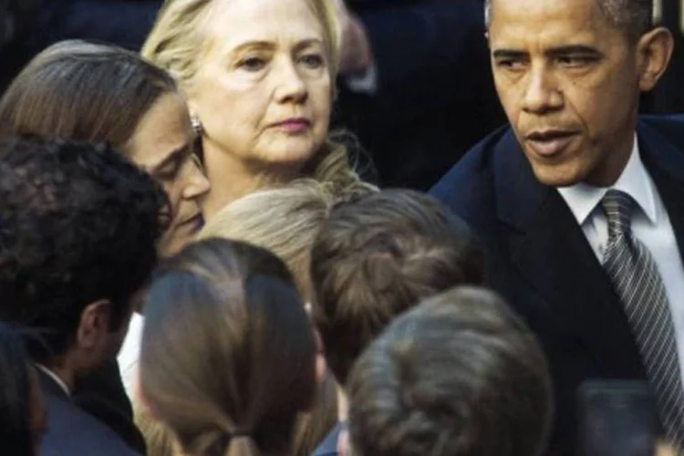 
	O presidente americano Barack Obama e a secret&aacute;ria de Estado Hillary Clinton: &quot;somos a &uacute;nica pot&ecirc;ncia indispens&aacute;vel no mundo&quot;
 (Paul J. Richards)