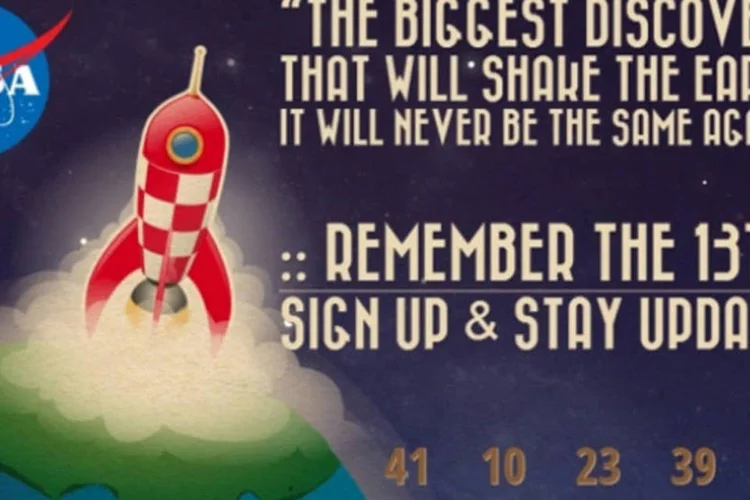 Site com logo da NASA que anuncia grande revelação: ele abre espaço para que os internautas se cadastrem com um e-mail para receber mais informações sobre o assunto (Reprodução)