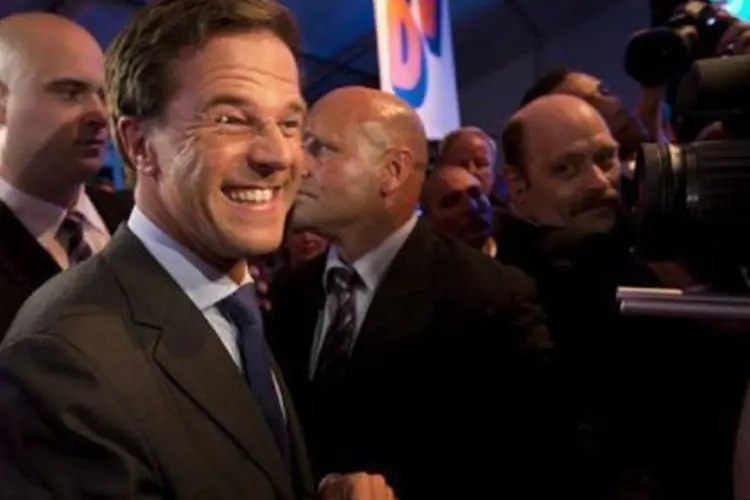 
	O primeiro-ministro holand&ecirc;s, o liberal Mark Rutte: eles conquistaram 41 cadeiras de deputados de um total de 150&nbsp;
 (Evert-Jan Daniels/AFP)