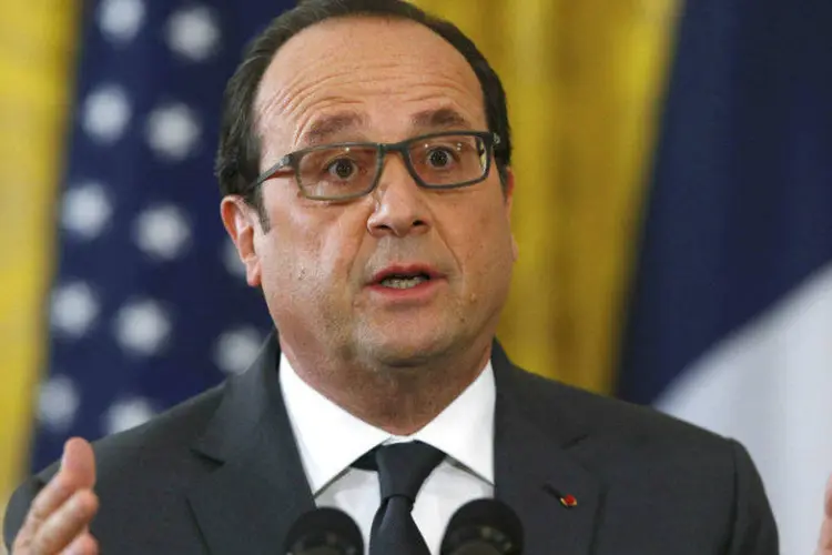 
	O presidente da Fran&ccedil;a, Fran&ccedil;ois Hollande, durante confer&ecirc;ncia na Casa Branca
 (Carlos Barria/Reuters)