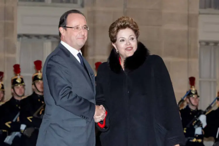 François Hollande e a presidente Dilma: a presidente disse que a superação da crise também passa, necessariamente, pela construção de um novo mundo (Roberto Stuckert Filho/Presidência da República)
