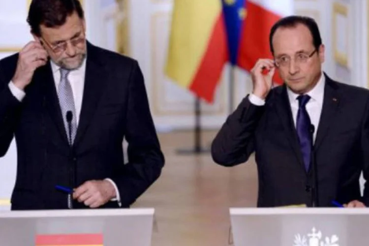 Em coletiva de imprensa conjunta no final de uma reunião no palácio presidencial francês, os dois presidentes reiteraram as propostas que haviam feito pouco antes no colóquio realizado em Paris sobre o futuro da Europa (AFP)
