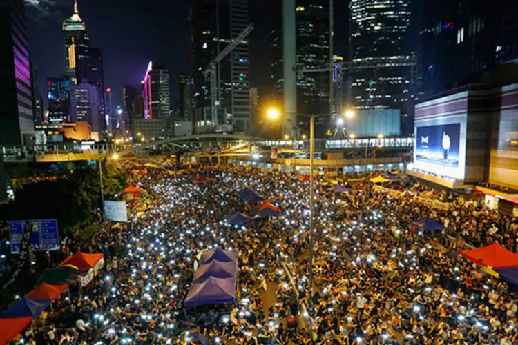
	Protestos em Hong Kong: manifestantes exigem elei&ccedil;&otilde;es livres para o l&iacute;der de Hong Kong em 2017
 (REUTERS/Bobby Yip)