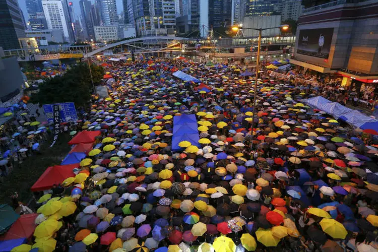 
	Manifestantes em Hong Kong: autoridades locais pediram aos manifestantes que se dispersem
 (Reuters)