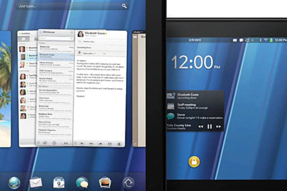 Palm TouchPad, da HP: o tablet roda uma nova versão do sistema operacional WebOS, desenvolvido originalmente pela Palm   (HP/Divulgação)