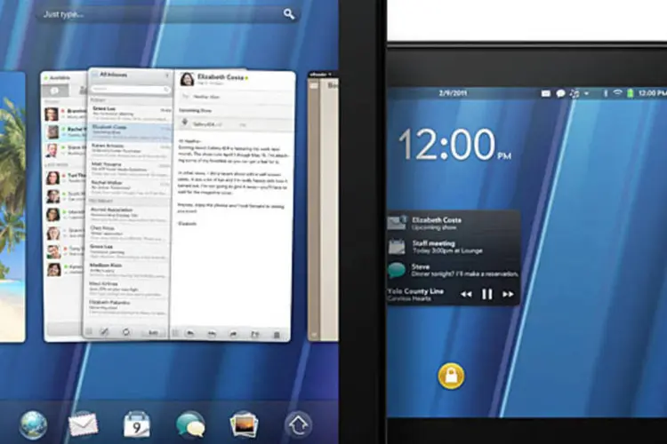 Palm TouchPad, da HP: o tablet roda uma nova versão do sistema operacional WebOS, desenvolvido originalmente pela Palm   (HP (divulgação))