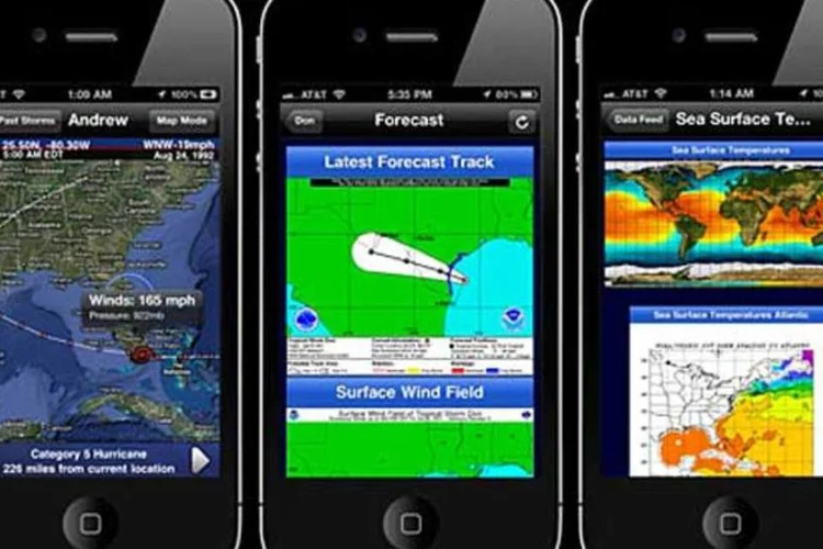 O Hurricane HD exibe mapas, fotos e informações fornecidas pelo Centro Nacional de Furacões americano (Reprodução)