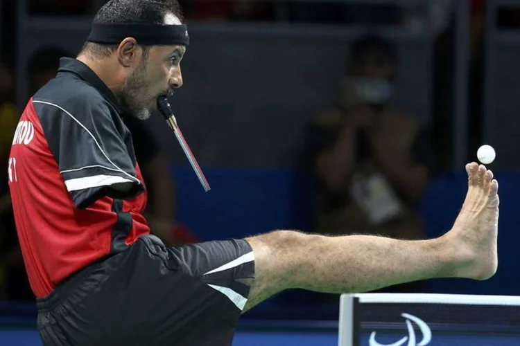 Ibrahim Hamadtou: "Estou feliz de ter vindo do Egito, de estar aqui nos Jogos Paralímpicos e de ter jogado contra um campeão" (REUTERS/Pilar Olivares)