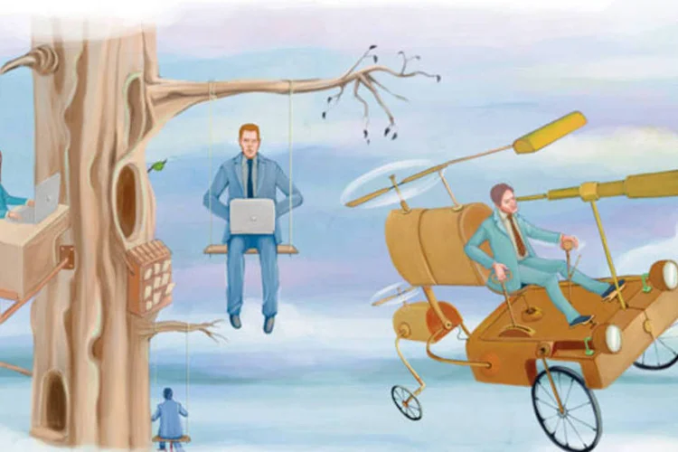 Ilustração - Pessoas do século 21, empresas do século 20 (Hare Lanz/EXAME.com)