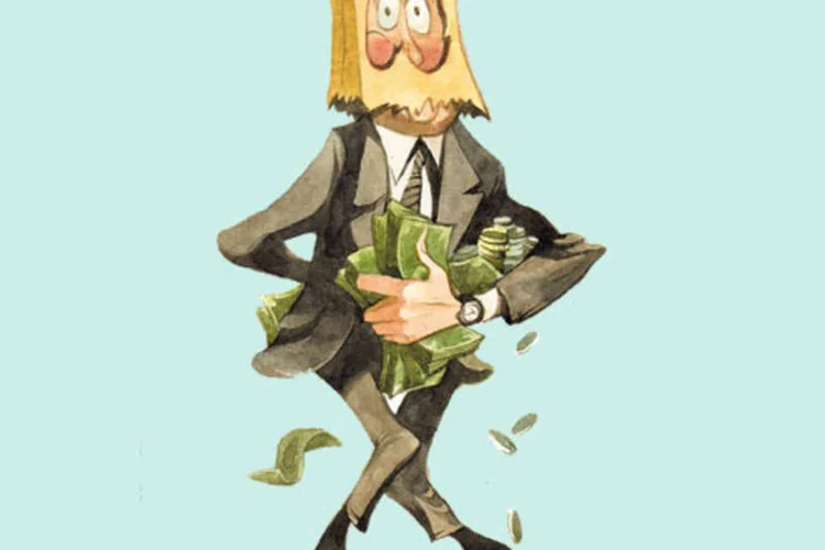 Ilustração - Homem e suas economias (Kleber Sales/EXAME.com)