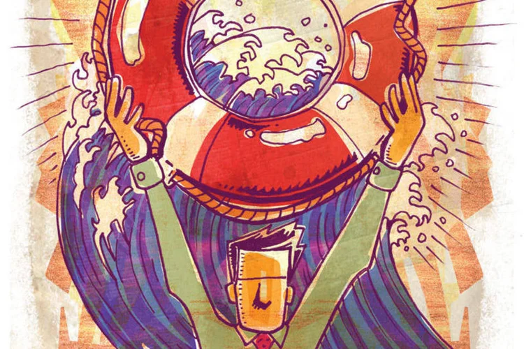 Ilustração: líder com bóia (Breno Ferreira / VOCÊ S/A)