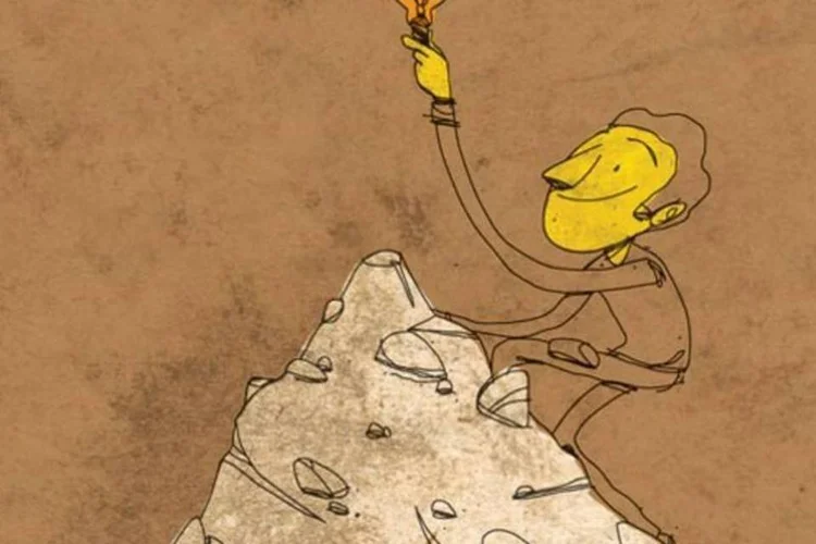 Ilustração - Homem troca a lâmpada (Pedro Handam/EXAME.com)