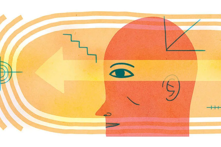Ilustração de homem e suas metas (Maurício Pierro / EXAME)