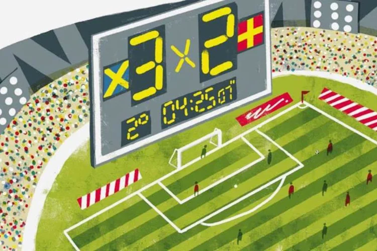 Ilustração - Campo de futebol com placar (Francisco Martins/EXAME)