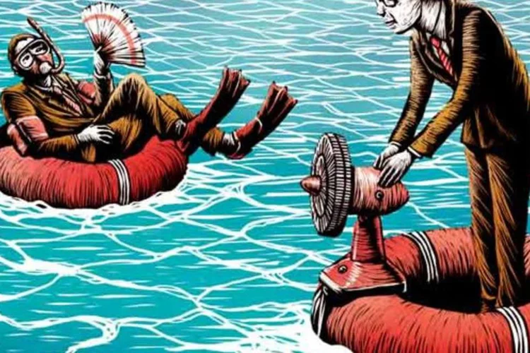 Ilustração - Executivos à deriva (Adams Carvalho/EXAME.com)