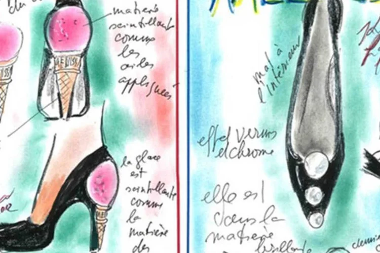 Croquis da coleção: pela primeira vez, o designer alemão vai assinar uma coleção de sapatos inteiramente de plástico (Divulgação)