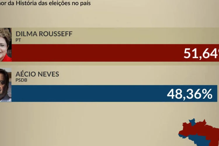 Infográfico - O desempenho de Dilma e Aécio pelo Brasil (Juliana Pimenta/EXAME.com)