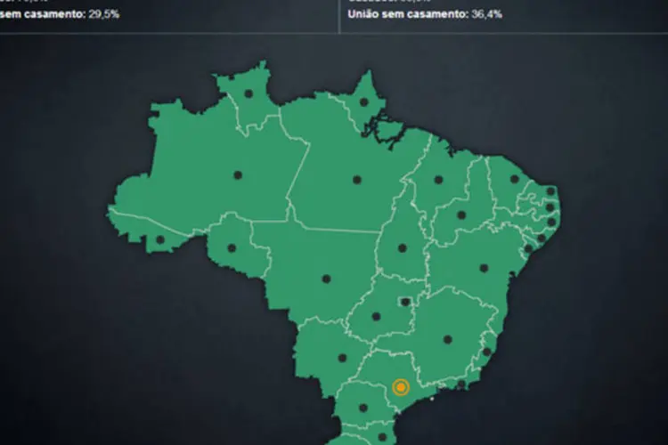 Infográfico - Onde vivem os brasileiros que mais gostam de casar (Juliana Pimenta/EXAME.com)