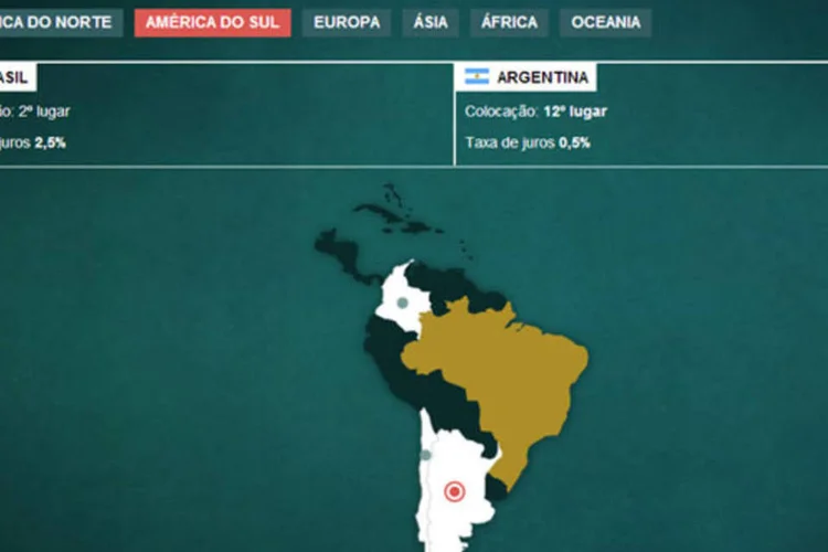 Confira as taxas de juro real pelo mundo (Juliana Pimenta/EXAME.com)