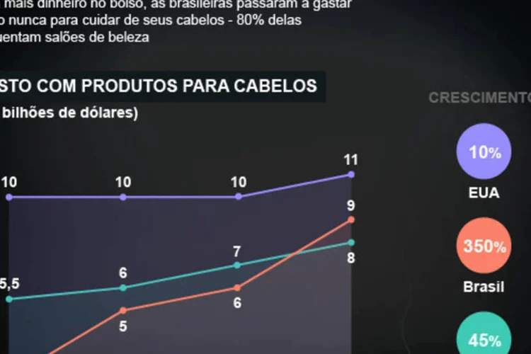 Infográfico - Brasileiras elevam gastos com cuidados para os cabelos (Juliana Pimenta/EXAME.com)