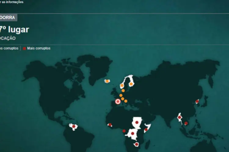 Mapa - Os países com os maiores (e menores) riscos de corrupção (Juliana Pimenta/EXAME.com)