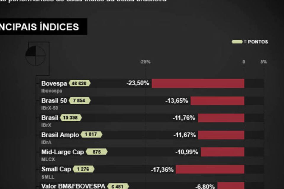 Os índices da bolsa brasileira despencam em 2013