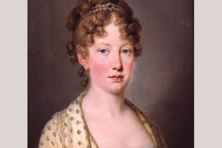 
	Imperatriz Leopoldina, primeira mulher de D. Pedro I: ela participou da Independ&ecirc;ncia do Brasil, mas os brincos com os quais ela foi enterrada s&atilde;o de resina
 (Reprodução quadro de Joseph Kreutzinger / Wikimedia Commons/Reprodução)