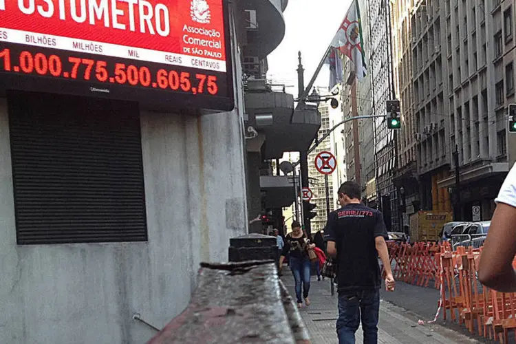 Impostômetro: a cifra será exibida às 14h30 no painel instalado em frente à sede da associação, no centro da capital paulista (Carlos Severo/Fotos Públicas/Fotos Públicas)