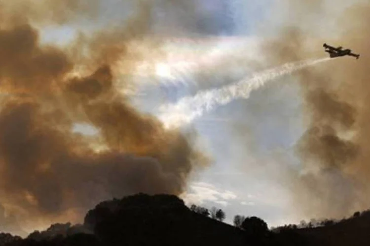 
	Inc&ecirc;ndio em M&aacute;laga, no sul da Espanha: segundo o governo de Andaluzia, o inc&ecirc;ndio pode ter sido provocado propositalmente
 (Cesar Manso/AFP)